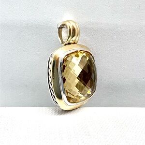 David Yurman Albion 20mm Champagne Citrine Pendant Enhancer With 18k Gold